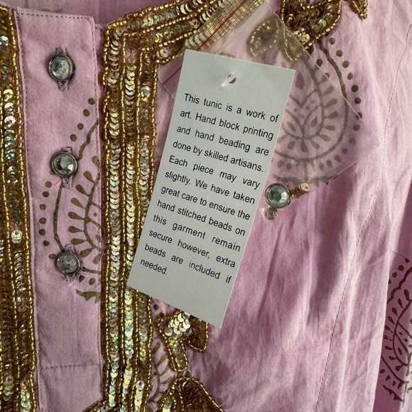 NWT Soft Surroundings Tunic Top Beach Coverup Boho Dress Resortwear Pink Medium - Picture 7 of 7